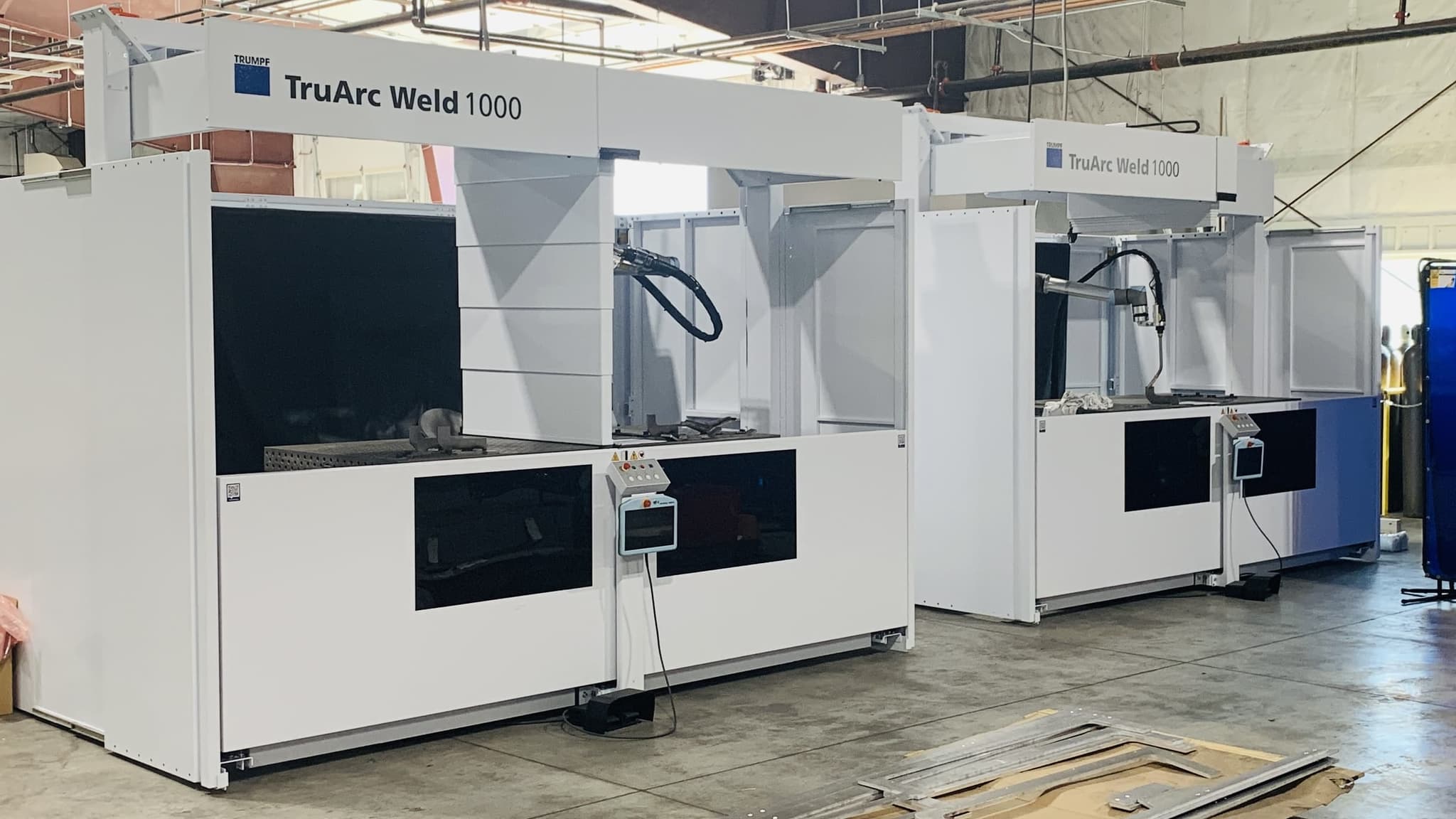 Laser cut components staged for welding