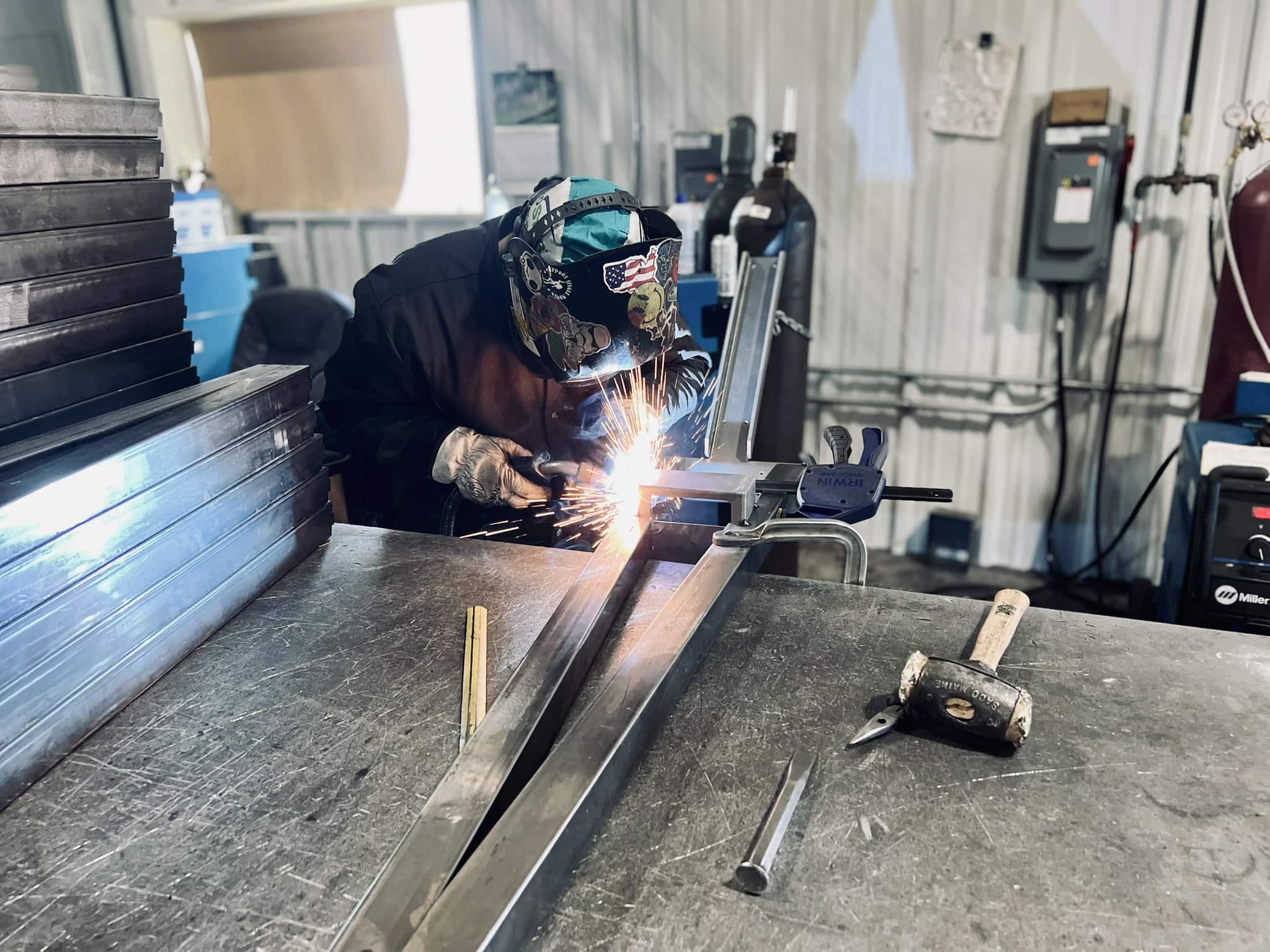 Close up of fabrication equipment